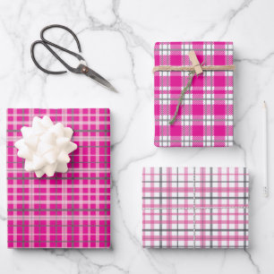 Feuille De Papier Cadeau Tartan rose de Noël