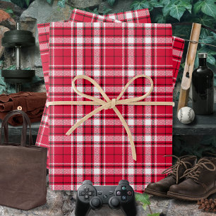 Feuille De Papier Cadeau Tartan - Rouge-Blanc-Noir