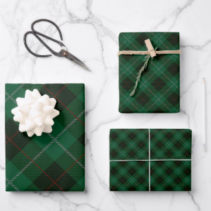 Feuille De Papier Cadeau Tartan vert et rouge Plaid Christmas