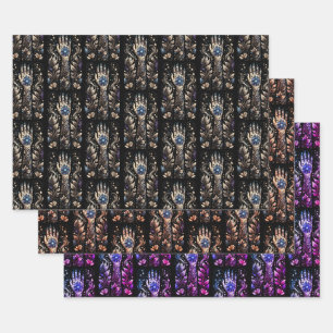 Feuille De Papier Cadeau Tatouage Main Noir Et Or