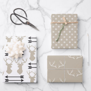 Feuille De Papier Cadeau Taupe Taupe Tête, flèches et bois 