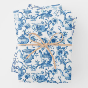 Feuille De Papier Cadeau Tea Chinoiserie French Toile Du Jouy Motif