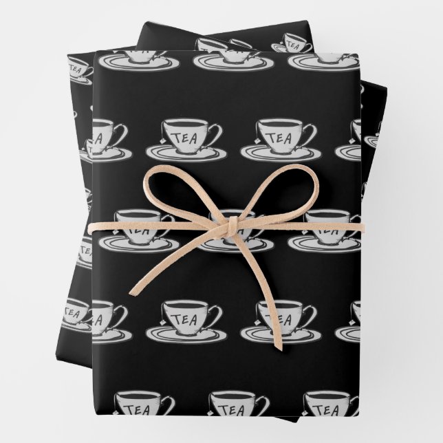Feuille De Papier Cadeau Tea Lover Drawing Minimalist (En situation)