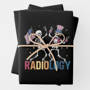 Feuille De Papier Cadeau Technicien en radiologie de squelette dansant patr