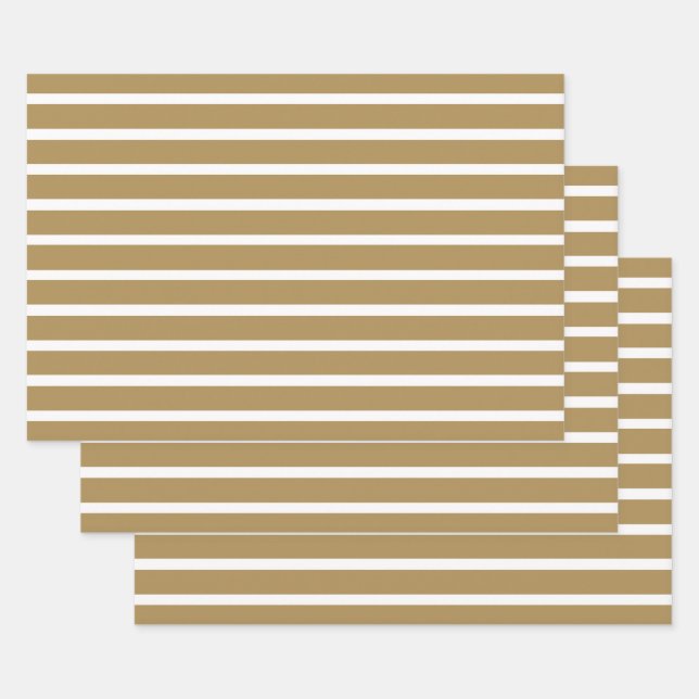 Feuille De Papier Cadeau Teck rayures neutres (Lot)