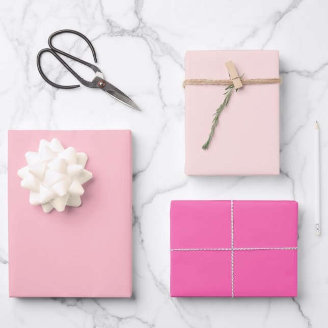 Feuille De Papier Cadeau Teintes 3 Tons Rose Brume Clair Chaud Rose (Recto)