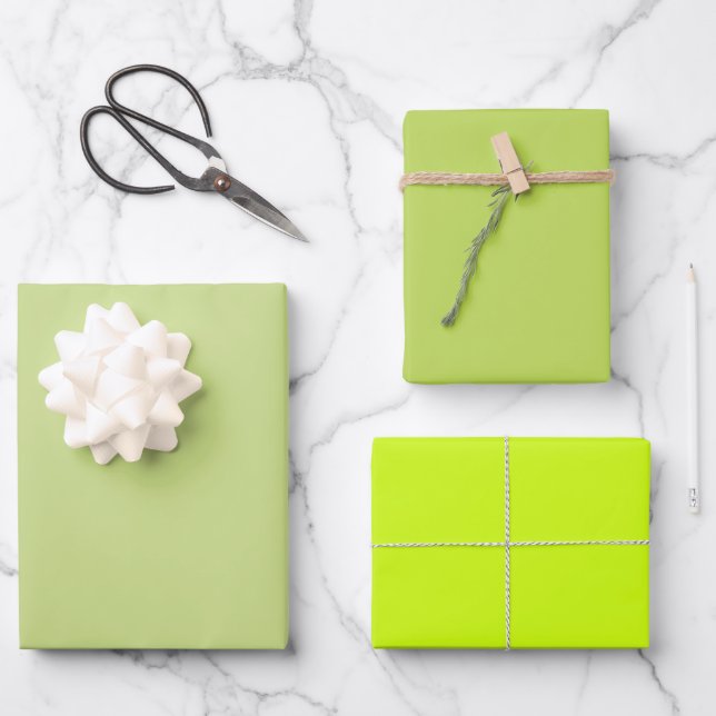 Feuille De Papier Cadeau Teintes de 3 tons de vert lime bourgeon de printem (Recto)