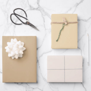 Feuille De Papier Cadeau Teintes de Tan Lin Maïs Uni 3 Tons