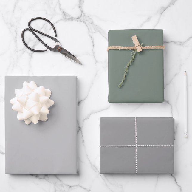 Feuille De Papier Cadeau Teintes Gris Argent Simple Fumé Espagnol 3 Tons (Recto)
