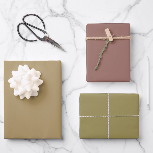 Feuille De Papier Cadeau Teintes Marron Brun Beige Foncé Uni 3 Tons (Recto)