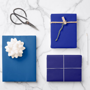 Feuille De Papier Cadeau Teintes Royal Midnight Blue Électrique Uni 3 Tons