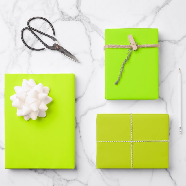 Feuille De Papier Cadeau Teintes Vertes Citron Lime Clair 3 Tons (Recto)