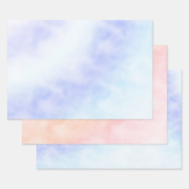 Feuille De Papier Cadeau Teinture violet blanc Aqua Blue Tie (Lot)