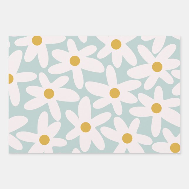 Feuille De Papier Cadeau Temps de marguerite mignon Retro motif Floral Ice  (Devant 2)