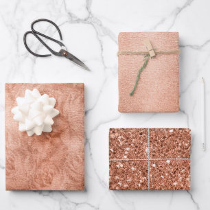 Feuille De Papier Cadeau Tendance Beige Brown Parties scintillant métalliqu