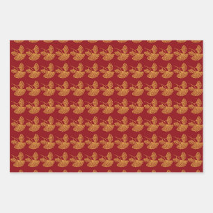 Feuille De Papier Cadeau Tendance de la Chinoiserie pour l'année de l'or ro