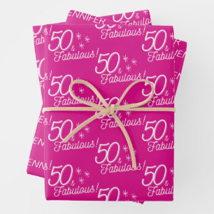 Feuille De Papier Cadeau Tendance rose 50 et fabuleux