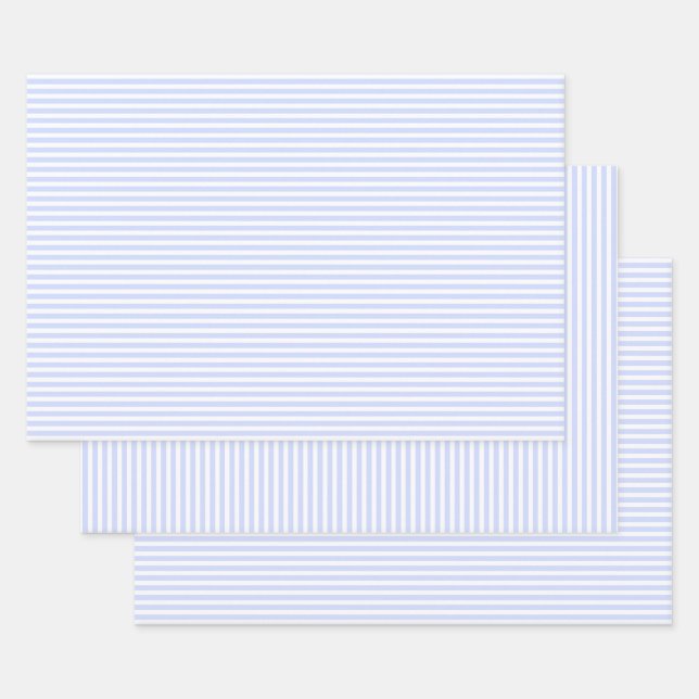 Feuille De Papier Cadeau Tender Baby Blue Pale Sky Blue and White Stripe (Lot)
