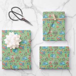 Feuille De Papier Cadeau Tente de randonnée motif de camping Bushcraft 3
