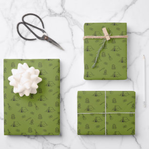 Feuille De Papier Cadeau Tente Sac à Dos Bushcraft Motif Camping