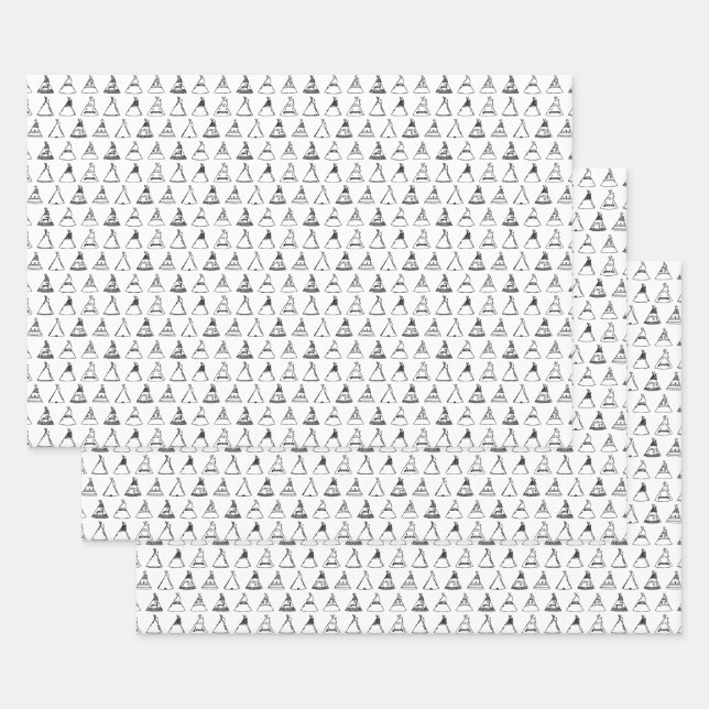 Feuille De Papier Cadeau Tentes Tipi amérindiennes COULEUR ARRIÈRE - PLAN P (Lot)