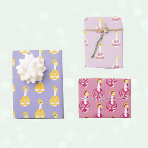 Feuille De Papier Cadeau Tenues mignonnes d'oie de porche