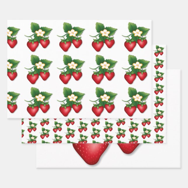 Feuille De Papier Cadeau Terminez avec I Love Strawberry (Lot)