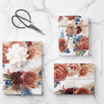 Feuille De Papier Cadeau Terracotta Fleurale Pampas Herbacée Bleu Marine Bo<br><div class="desc">Papiers d'emballage à motif de fleurs de terracotta bleu marine et d'herbe de pampas</div>