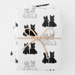 Feuille De Papier Cadeau Térriers Écossais