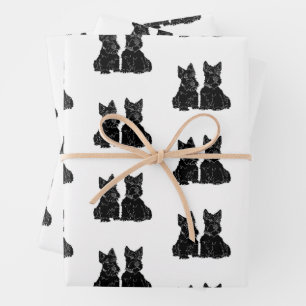 Feuille De Papier Cadeau Térriers Écossais