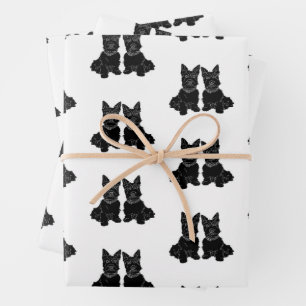 Feuille De Papier Cadeau Térriers Écossais