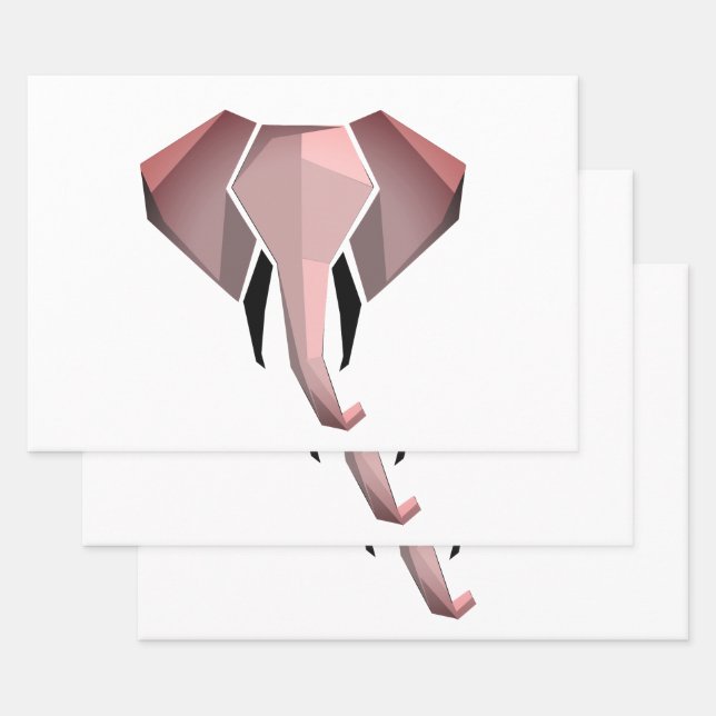 Feuille De Papier Cadeau Tête d'éléphant géométrique à formes simples  (Lot)