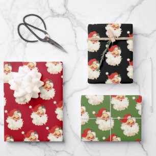 Feuille De Papier Cadeau Tête du Père Noël rétro