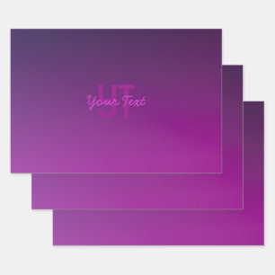 Feuille De Papier Cadeau Texte Monogrammé Moderne Éditable & Ombre Violet 