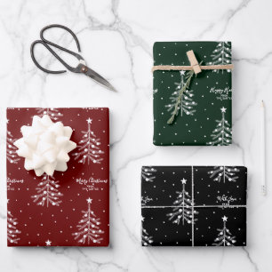 Feuille De Papier Cadeau Texte personnalisé du Motif de l'arbre de Noël b