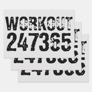 Feuille De Papier Cadeau Texte usé et rayé Workout 247365 noir