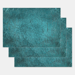 Feuille De Papier Cadeau Textes vintages Turquoises Turquoise Scratches