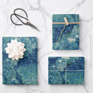 Feuille De Papier Cadeau Texture de marbre bleu sarcelle vert