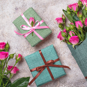 Feuille De Papier Cadeau Texture de toile de jute réaliste Vert sauge rusti