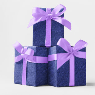 Feuille De Papier Cadeau Texture en cuir bleu fausse Royal Navy