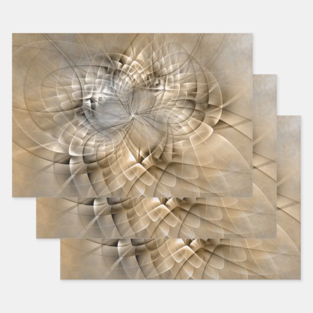 Feuille De Papier Cadeau Textures d'art fractal moderne abstrait aux tons d (Lot)