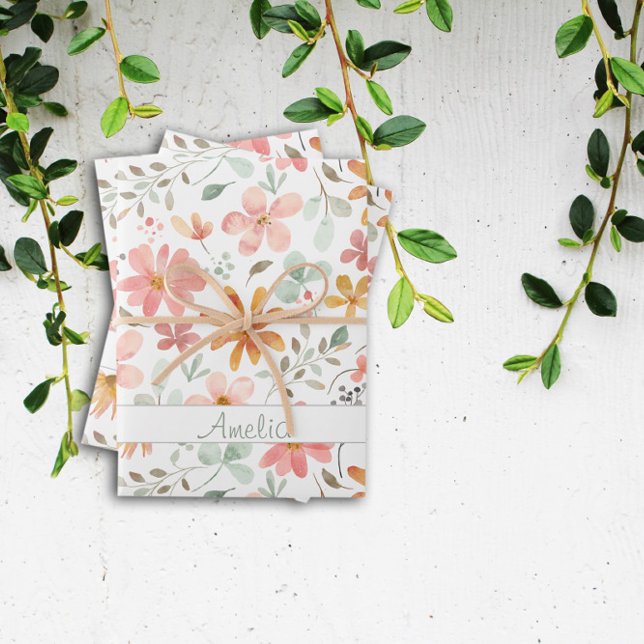 Feuille De Papier Cadeau Thanksgiving Autumn fleur orange nom du motif (Créateur téléchargé)