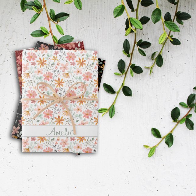 Feuille De Papier Cadeau Thanksgiving Autumn fleur rouge nom du motif (Créateur téléchargé)