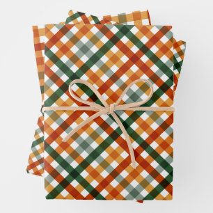 Feuille De Papier Cadeau Thanksgiving Gingham Moderne