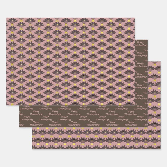 Feuille De Papier Cadeau Thanksgiving Pluced Turkey (Lot)