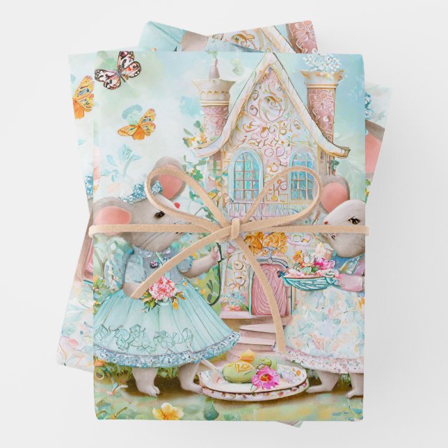 Feuille De Papier Cadeau Thé à l'illustration de jardin (En situation)