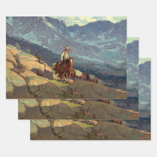 Feuille De Papier Cadeau « The Lone Packer » Art occidental par Edgar Payne