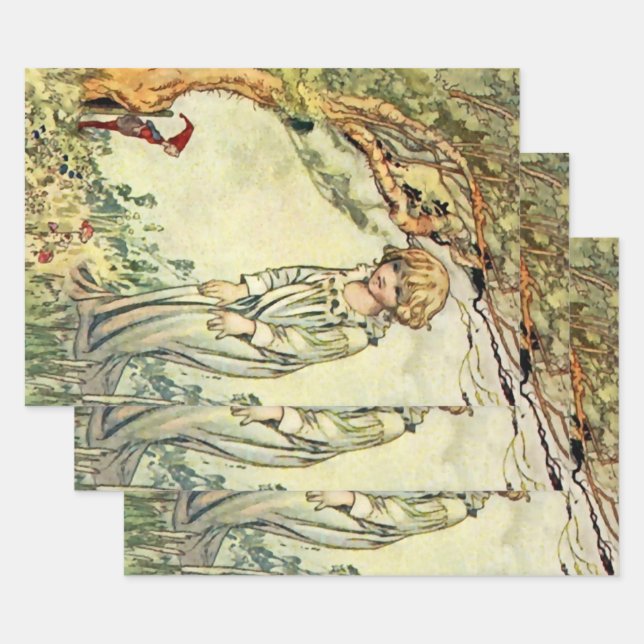 Feuille De Papier Cadeau "The Secret Garden" Art poilu de Charles Robinson (Lot)