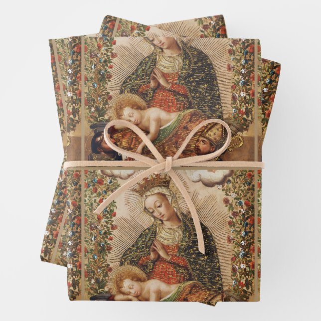 Feuille De Papier Cadeau The Virgin Adoring the Christ Child at Christmas (En situation)
