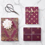 Feuille De Papier Cadeau Thème Bourgogne et Gold Paris<br><div class="desc">Papier d'emballage vintage Paris bordeaux et motif or dans trois styles différents.</div>